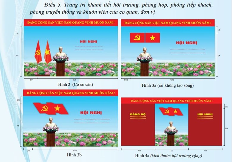 Hình ảnh minh họa hướng dẫn sử dụng cờ Đảng theo Hướng dẫn của Ban Tuyên giáo Trung ương.
